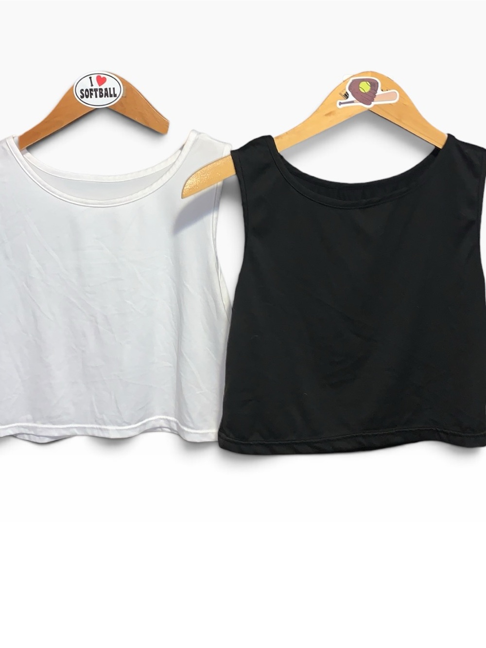 Bundle of 2 Classic Women's Scoop Neck Crop Top Tank Top White & Black